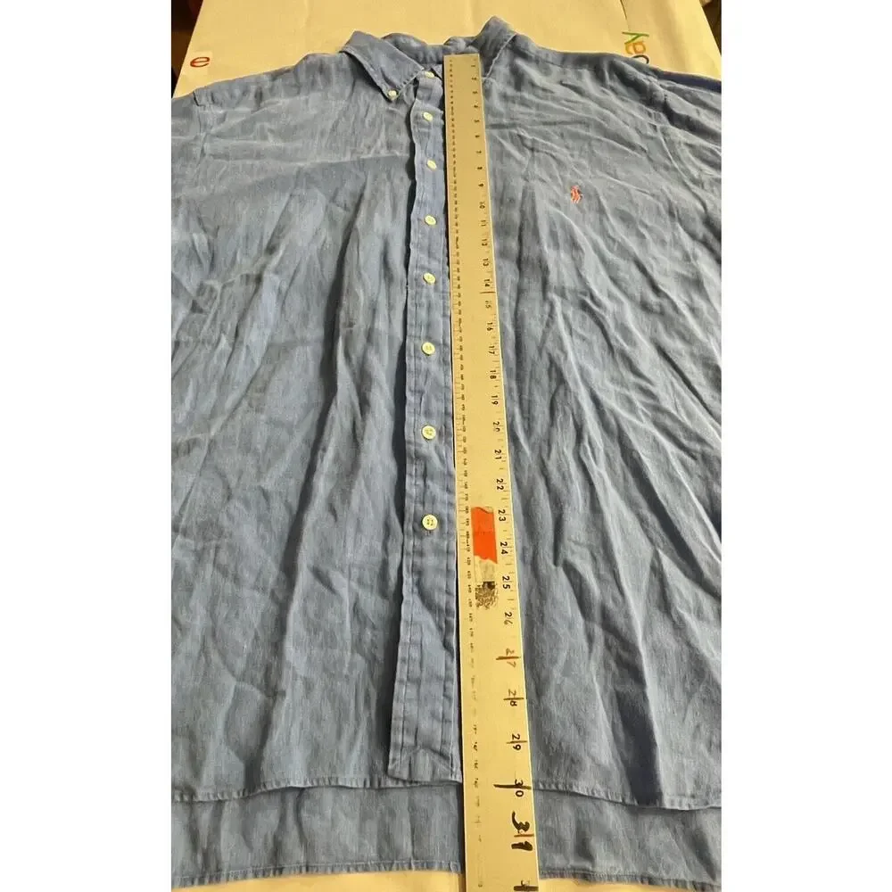 Ralph Lauren Shirt‎ Linen Long-Sleeve Button Down Vintage Men's 1XB